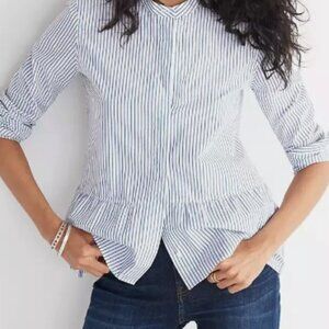 Madewell Lakeside Peplum Shirt In Stripe Size L